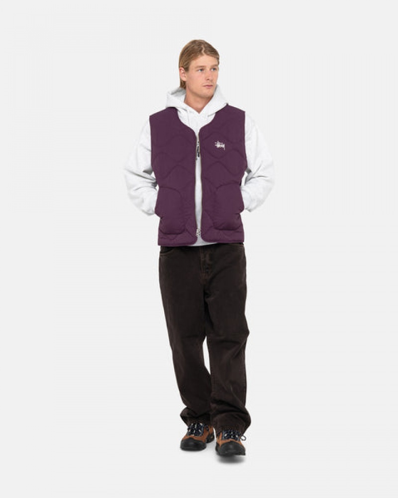 Fuchsia Men's Stussy Recycled Nylon Liner Vest KSA | PKU-4286