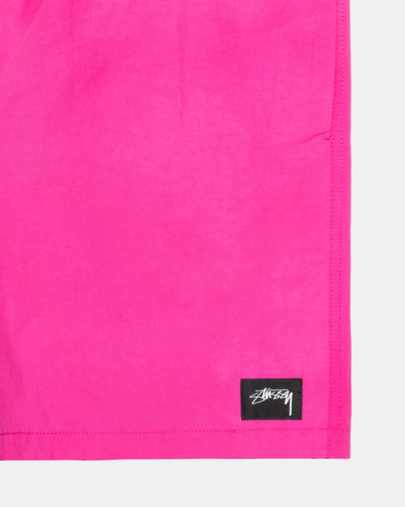 Fuchsia Men's Stussy Wave Dye Nylon Shorts KSA | GIA-9308