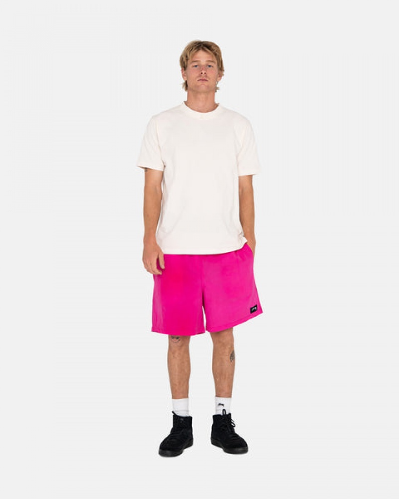 Fuchsia Men's Stussy Wave Dye Nylon Shorts KSA | GIA-9308