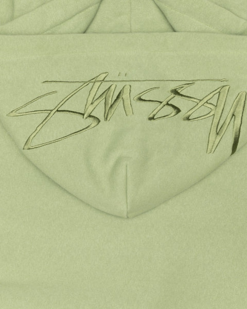 Green Men's Stussy Back Hood Applique Hood Sweatshirts KSA | FNZ-4675