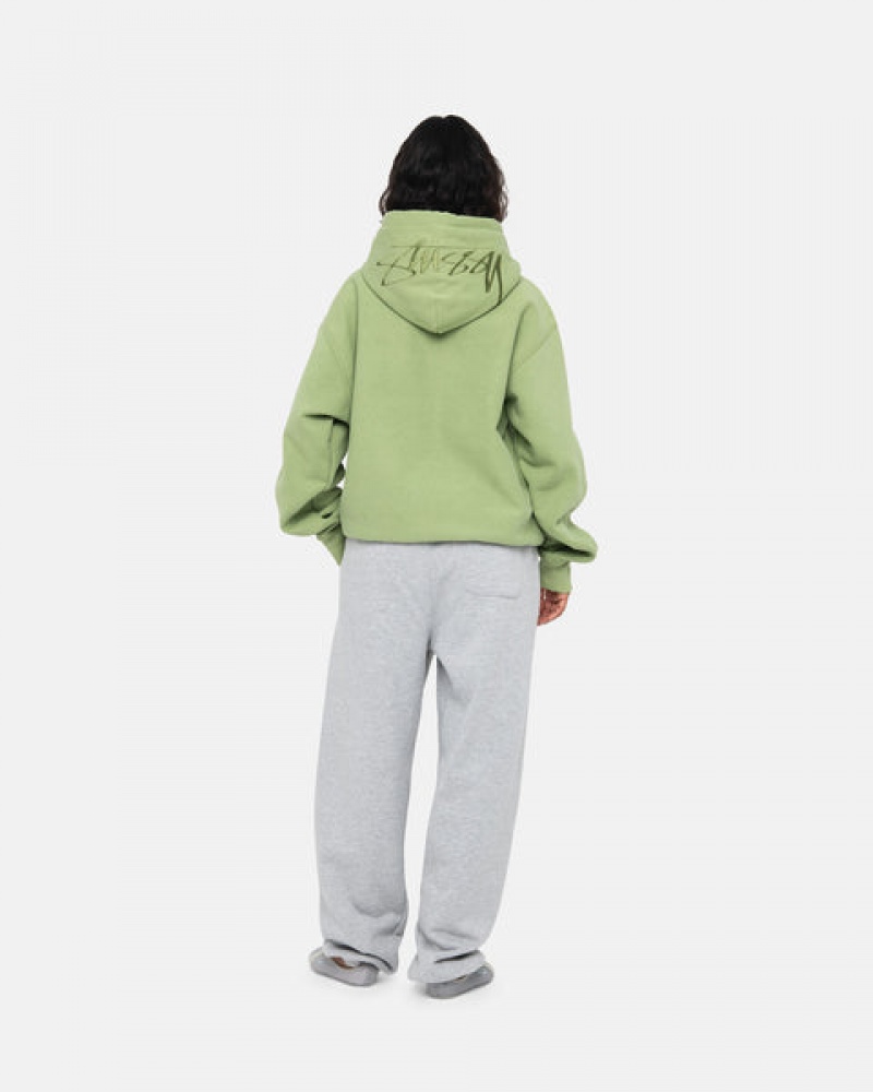 Green Men's Stussy Back Hood Applique Hood Sweatshirts KSA | FNZ-4675