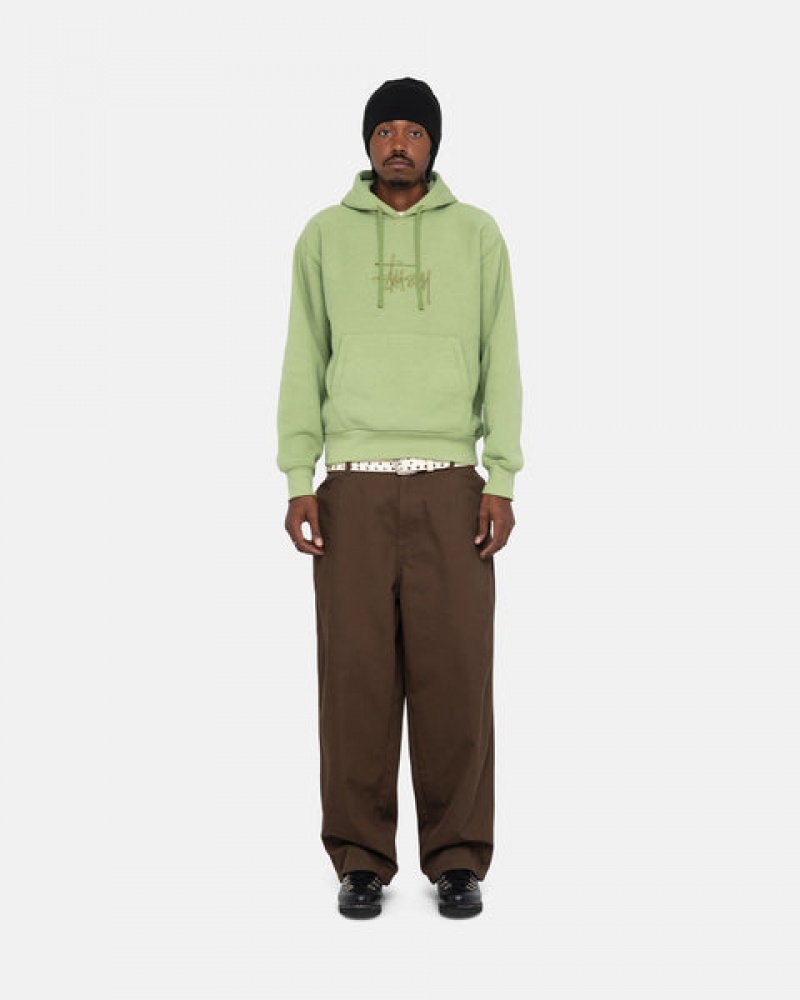 Green Men's Stussy Basic Applique Hood Sweatshirts KSA | NAX-8433