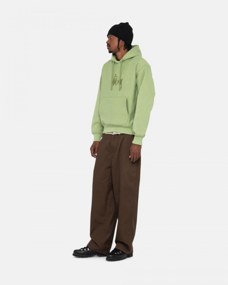 Green Men's Stussy Basic Applique Hood Sweatshirts KSA | NAX-8433