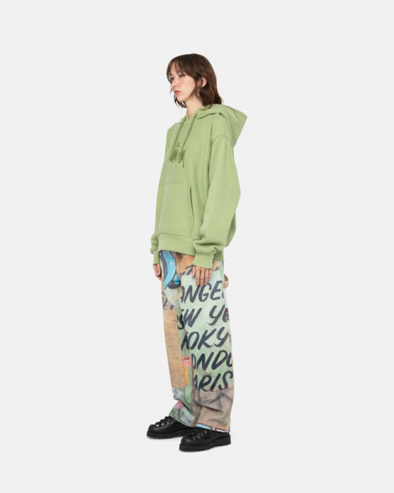 Green Men's Stussy Basic Applique Hood Sweatshirts KSA | NAX-8433