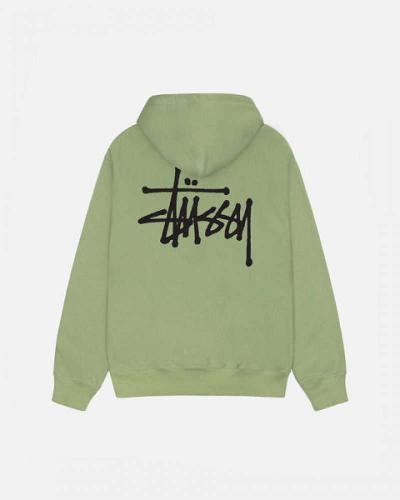 Green Men's Stussy Basic Stussy Zip Hood Sweatshirts KSA | XYL-9219