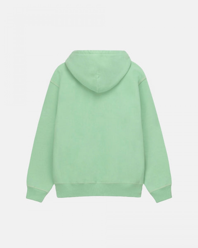 Green Men's Stussy Contrast Stitch Label Hood Sweatshirts KSA | NVG-4323