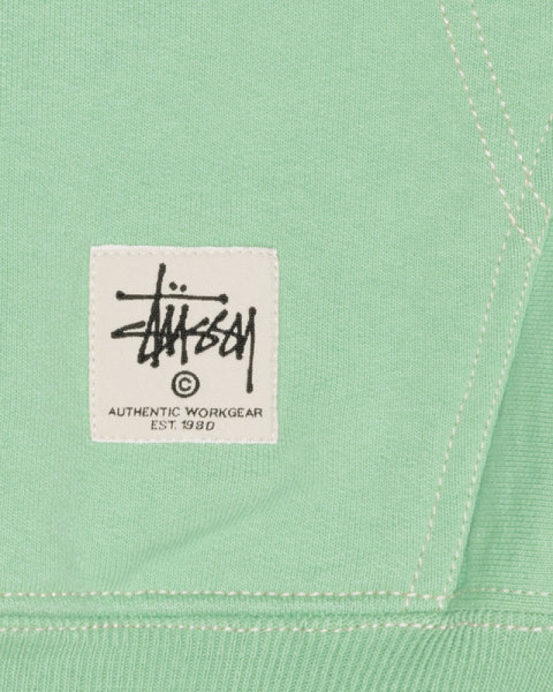 Green Men's Stussy Contrast Stitch Label Hood Sweatshirts KSA | NVG-4323