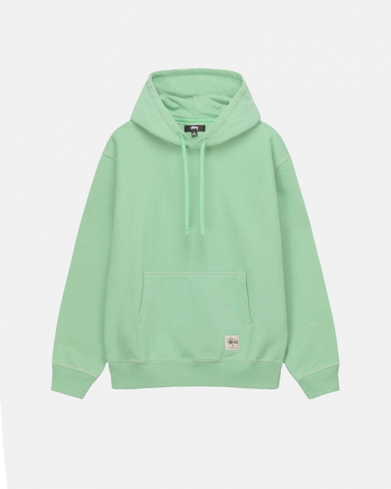 Green Men\'s Stussy Contrast Stitch Label Hood Sweatshirts KSA | NVG-4323