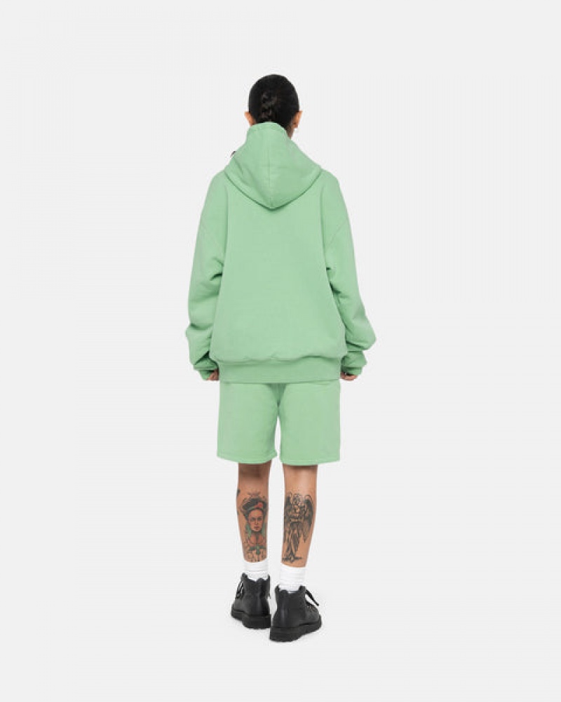 Green Men's Stussy Double Face Label Zip Hoodie KSA | PSL-6774