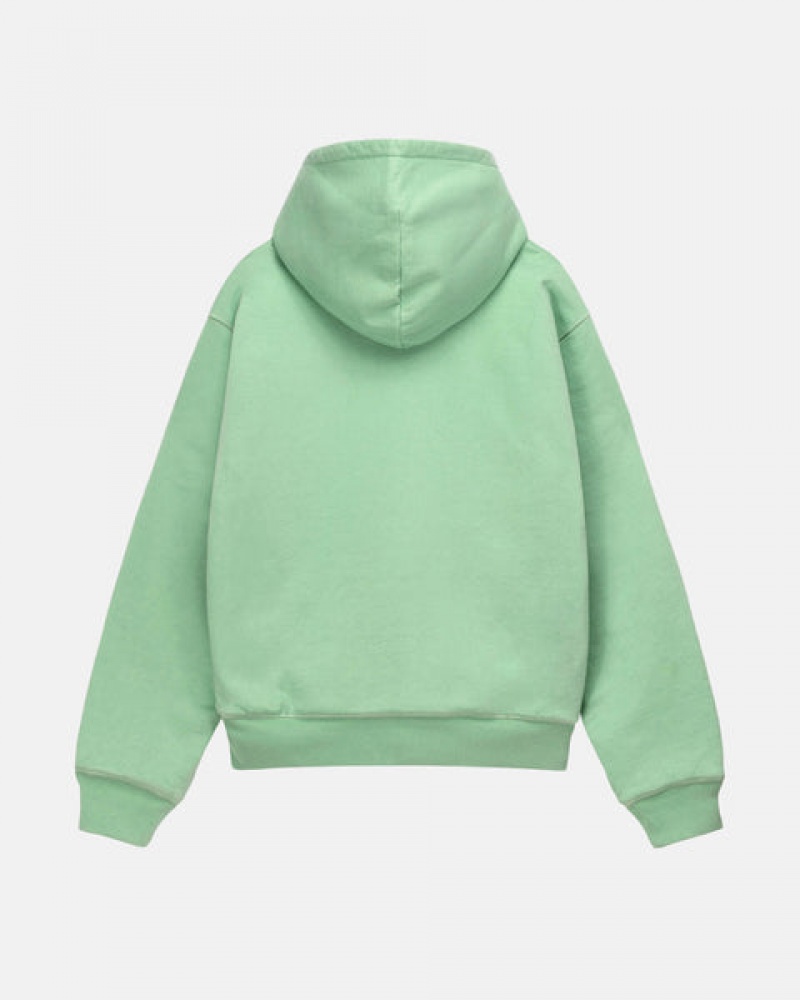 Green Men's Stussy Double Face Label Zip Hoodie KSA | PSL-6774