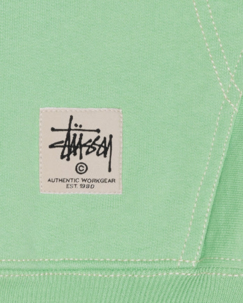 Green Men's Stussy Double Face Label Zip Hoodie KSA | PSL-6774