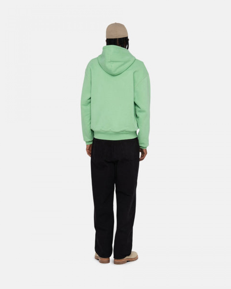 Green Men's Stussy Double Face Label Zip Hoodie KSA | PSL-6774