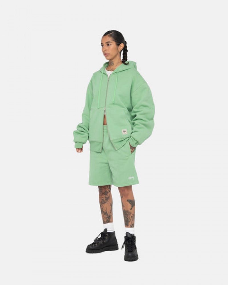 Green Men's Stussy Double Face Label Zip Hoodie KSA | PSL-6774