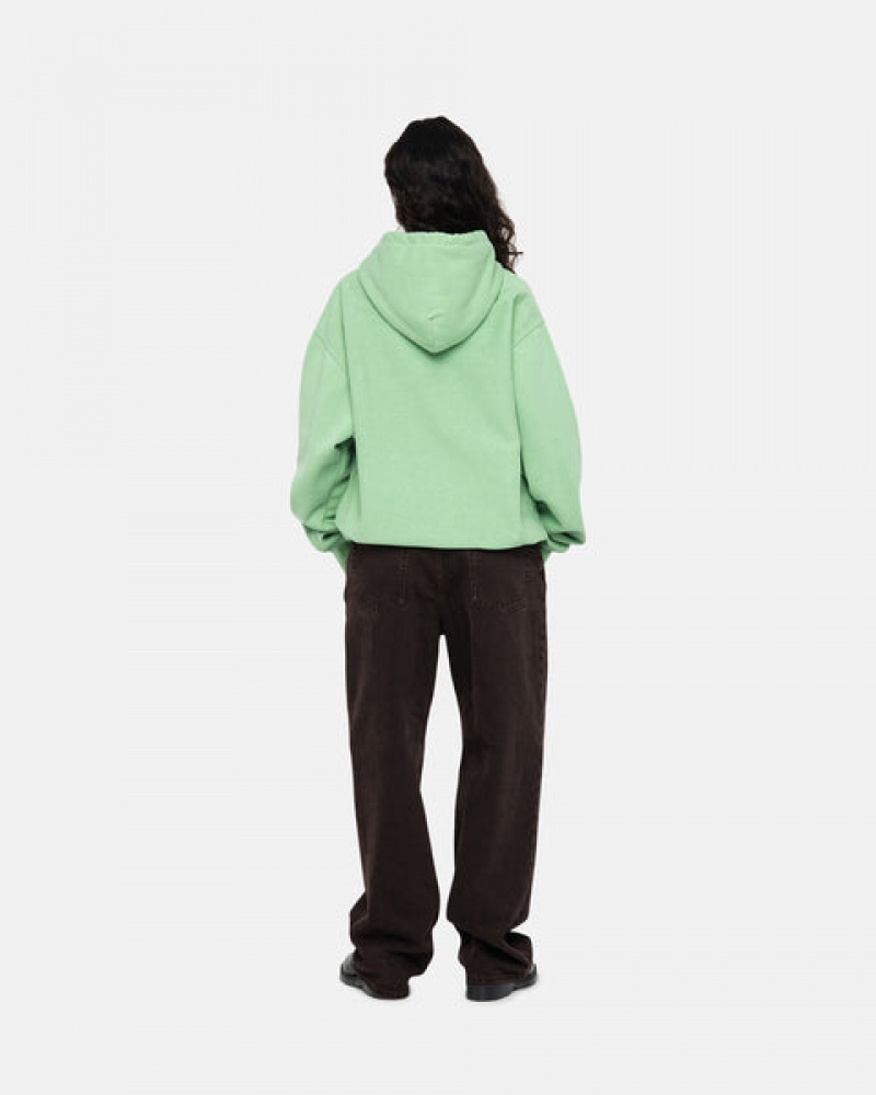 Green Men's Stussy Stock Logo Hood Sweatshirts KSA | OEQ-0921