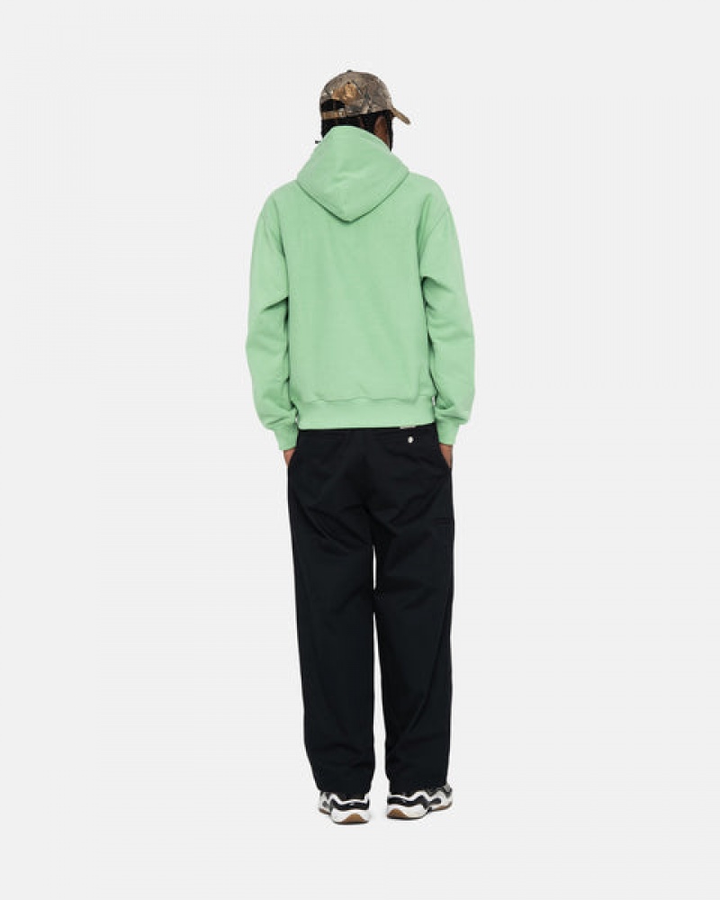 Green Men's Stussy Stock Logo Hood Sweatshirts KSA | OEQ-0921