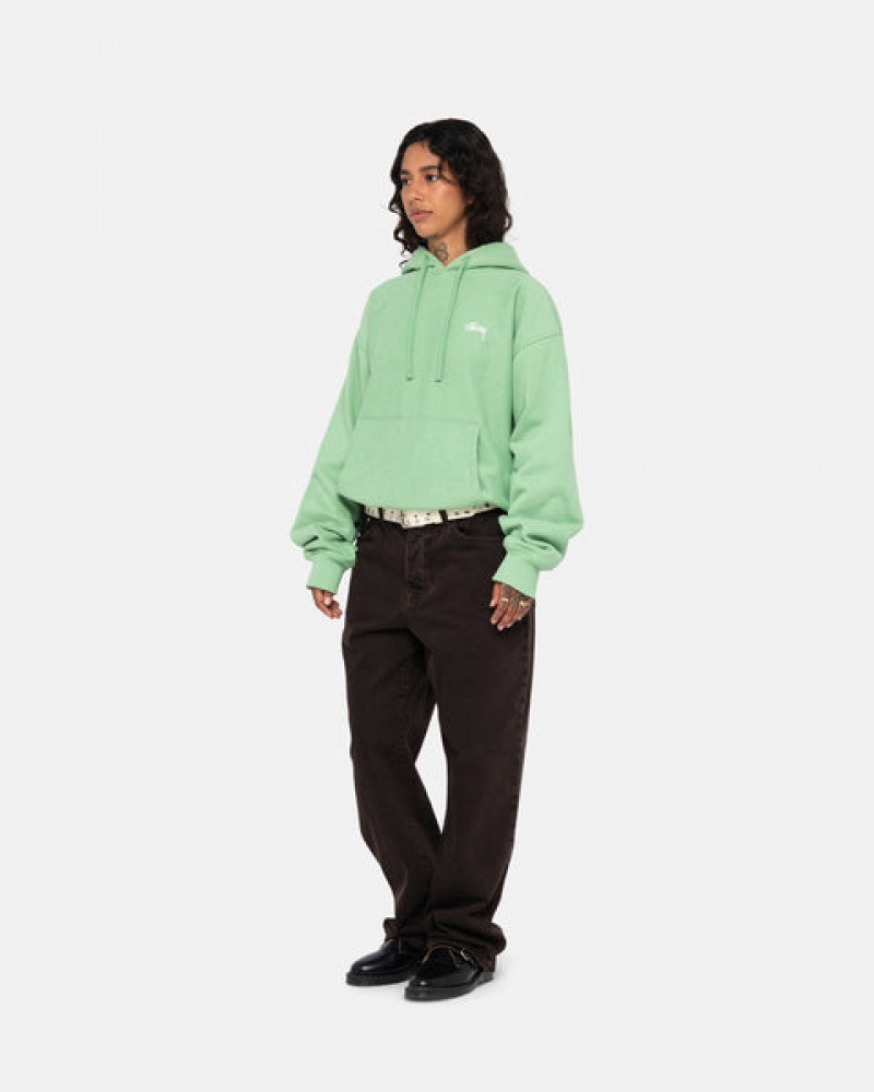 Green Men's Stussy Stock Logo Hood Sweatshirts KSA | OEQ-0921