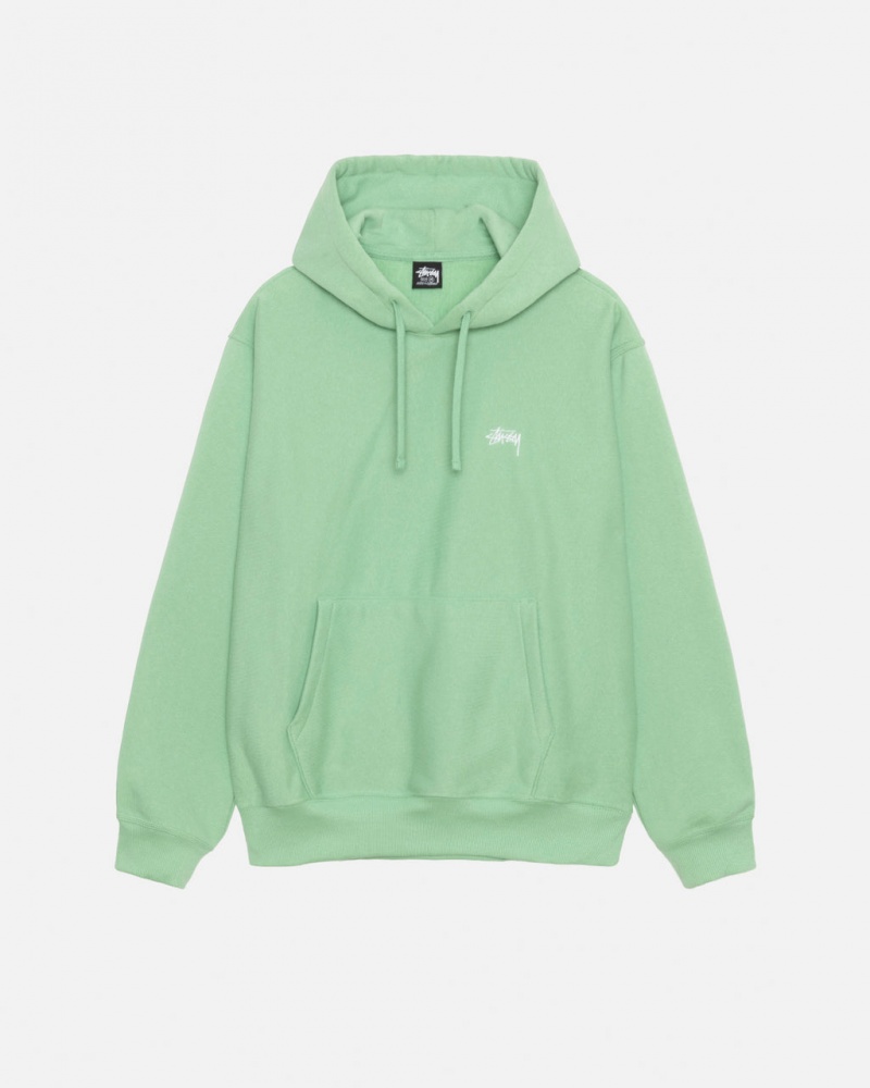 Green Men\'s Stussy Stock Logo Hood Sweatshirts KSA | OEQ-0921