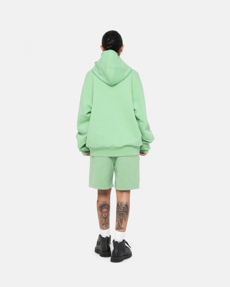 Green Men's Stussy Stock Logo Sweatshort Shorts KSA | QBI-7347