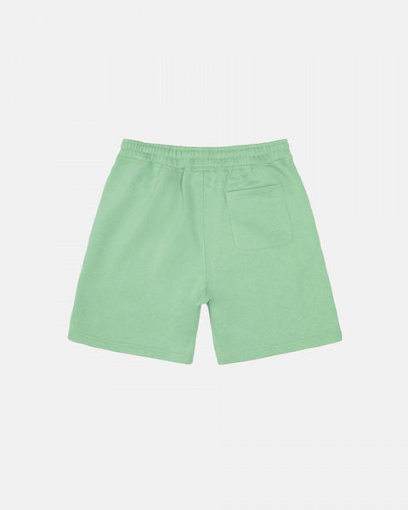 Green Men's Stussy Stock Logo Sweatshort Shorts KSA | QBI-7347