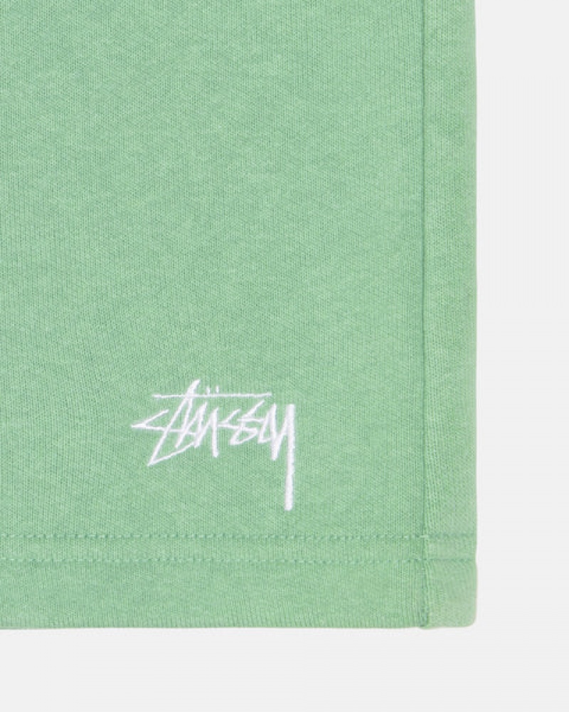 Green Men's Stussy Stock Logo Sweatshort Shorts KSA | QBI-7347