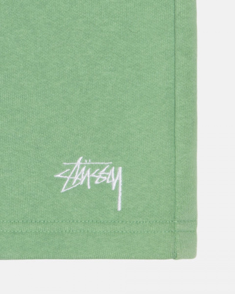 Green Men's Stussy Stock Logo Sweatshort Shorts KSA | QBI-7347