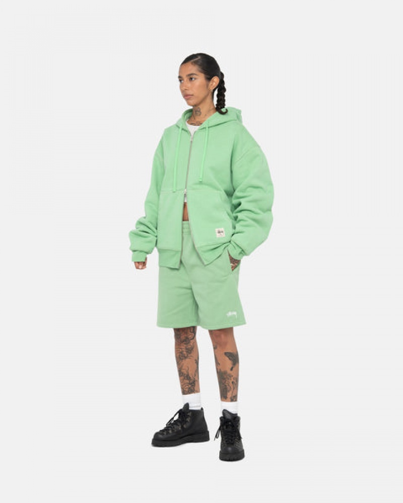 Green Men's Stussy Stock Logo Sweatshort Shorts KSA | QBI-7347