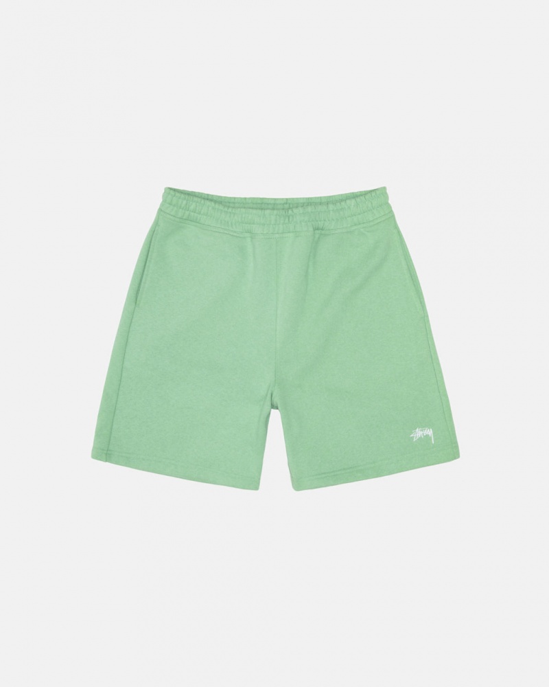 Green Men\'s Stussy Stock Logo Sweatshort Shorts KSA | QBI-7347