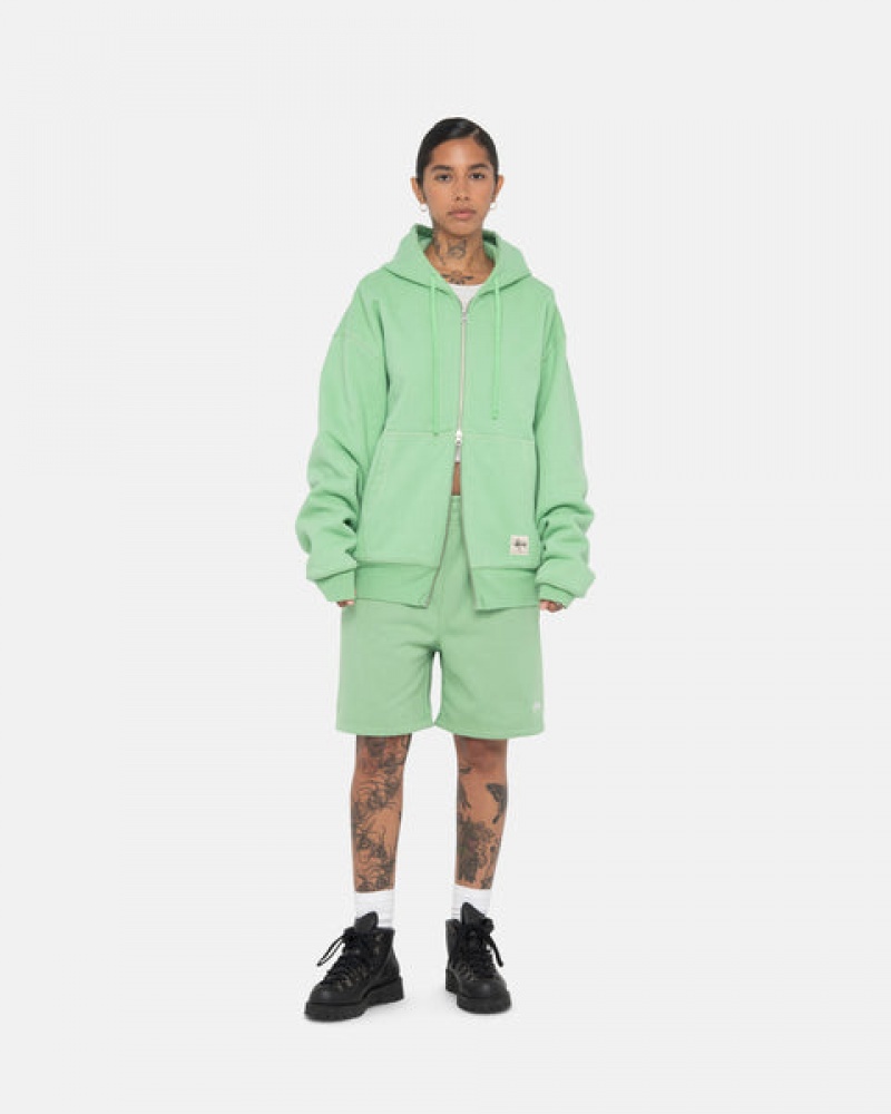 Green Men's Stussy Stock Logo Sweatshorts KSA | SOZ-9683