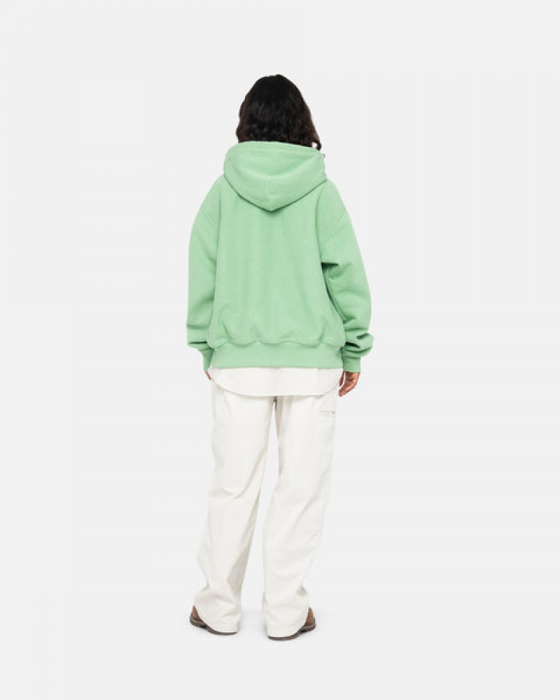 Green Men's Stussy Stock Logo Zip Hood Sweatshirts KSA | XIE-8431