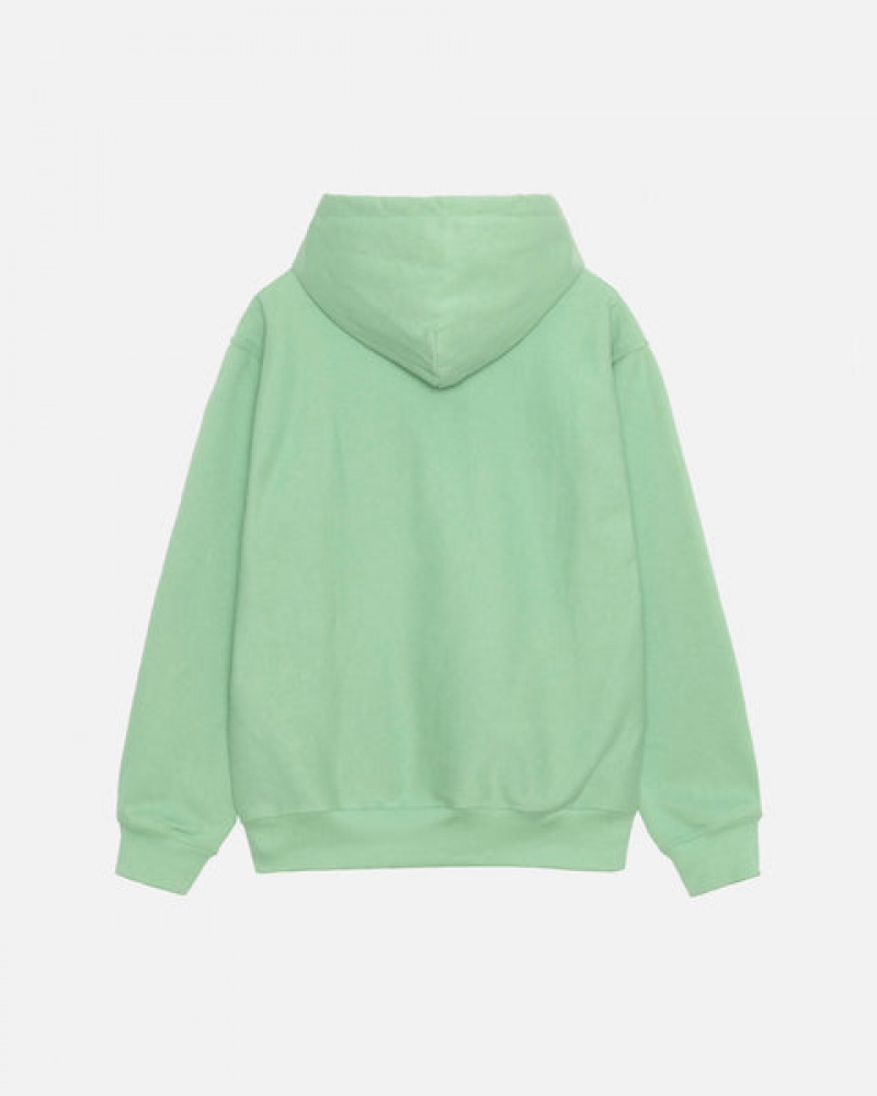 Green Men's Stussy Stock Logo Zip Hood Sweatshirts KSA | XIE-8431