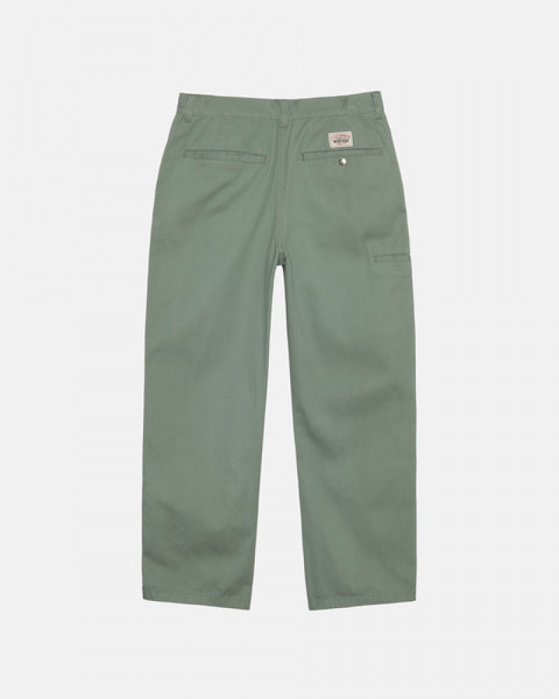 Green Men's Stussy Workgear Trouser Twill Pants KSA | CSQ-7985