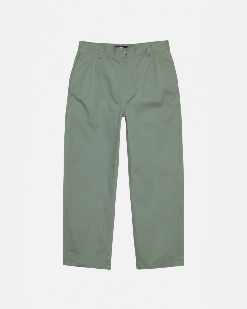 Green Men\'s Stussy Workgear Trouser Twill Pants KSA | CSQ-7985