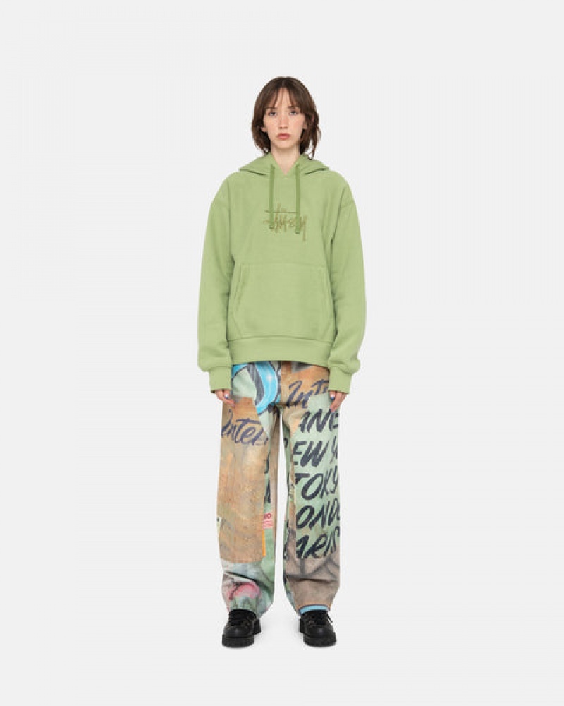 Green Women's Stussy Basic Applique Hood Sweatshirts KSA | HVW-5548