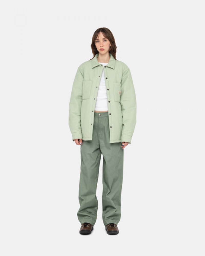 Green Women's Stussy Padded Tech Over Shirts KSA | ATY-4535