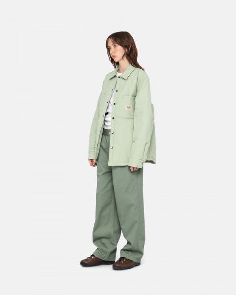 Green Women's Stussy Padded Tech Over Shirts KSA | ATY-4535