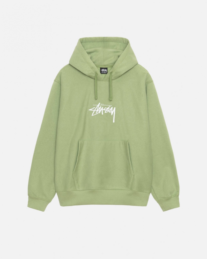 Green Women\'s Stussy Stock Logo Applique Hood Sweatshirts KSA | XYU-9163