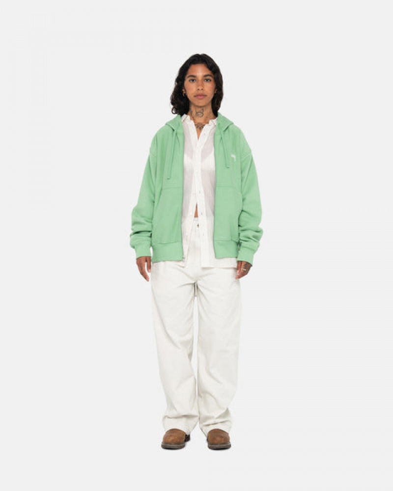 Green Women's Stussy Stock Logo Zip Hood Sweatshirts KSA | KXX-3714