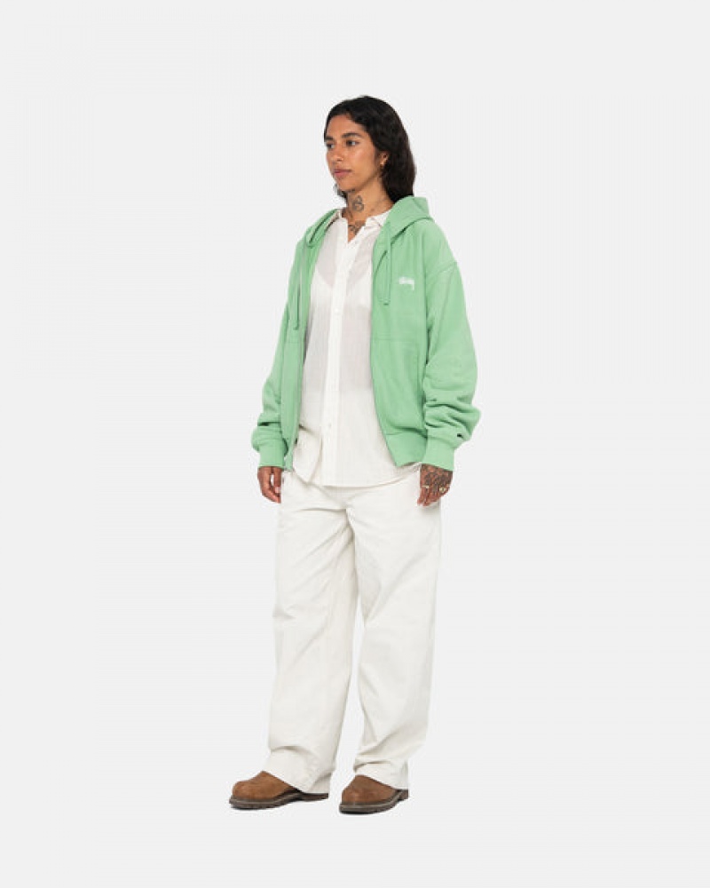 Green Women's Stussy Stock Logo Zip Hood Sweatshirts KSA | KXX-3714