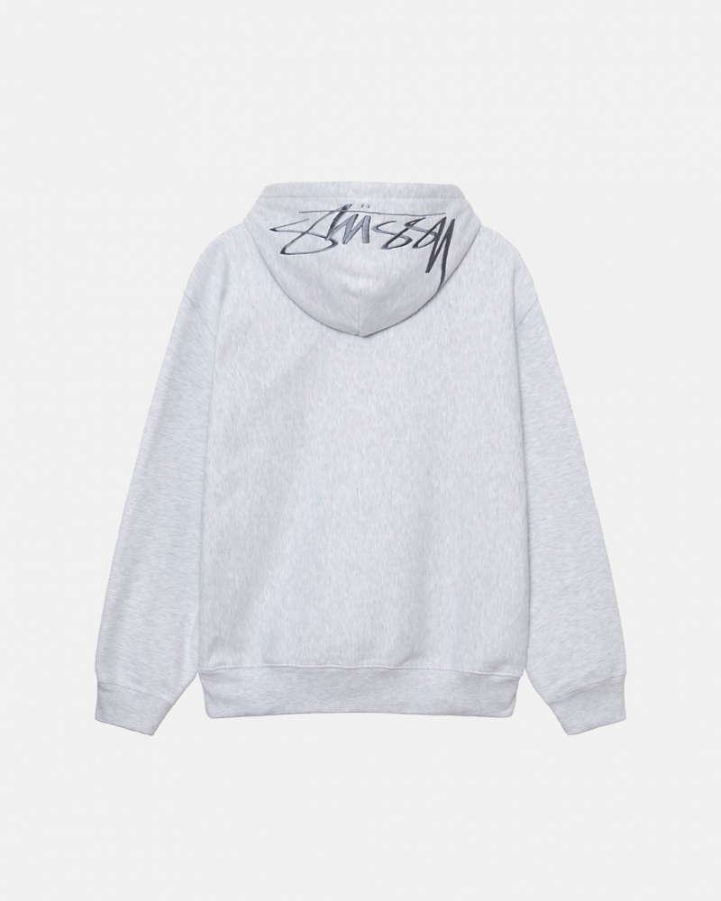 Grey Men\'s Stussy Back Hood Applique Hoodie KSA | TPI-8694