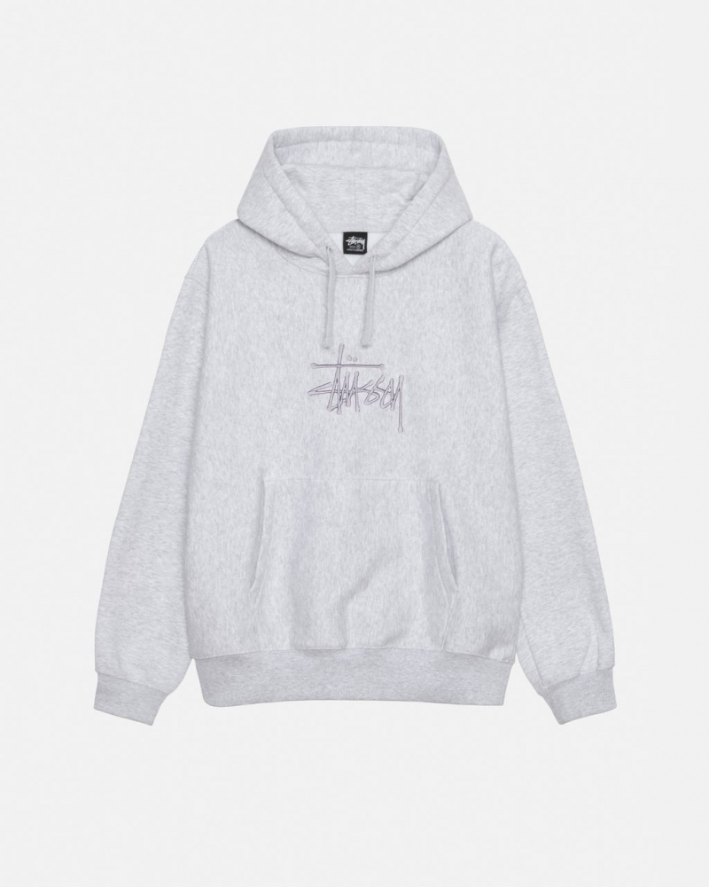 Grey Men\'s Stussy Basic Applique Hoodie KSA | TMH-9144