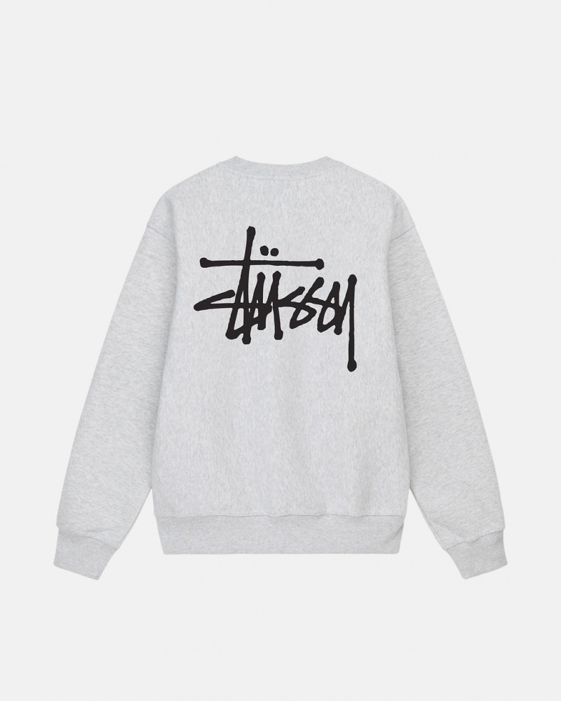 Grey Men\'s Stussy Basic Stussy Crew Sweatshirts KSA | DWB-3284