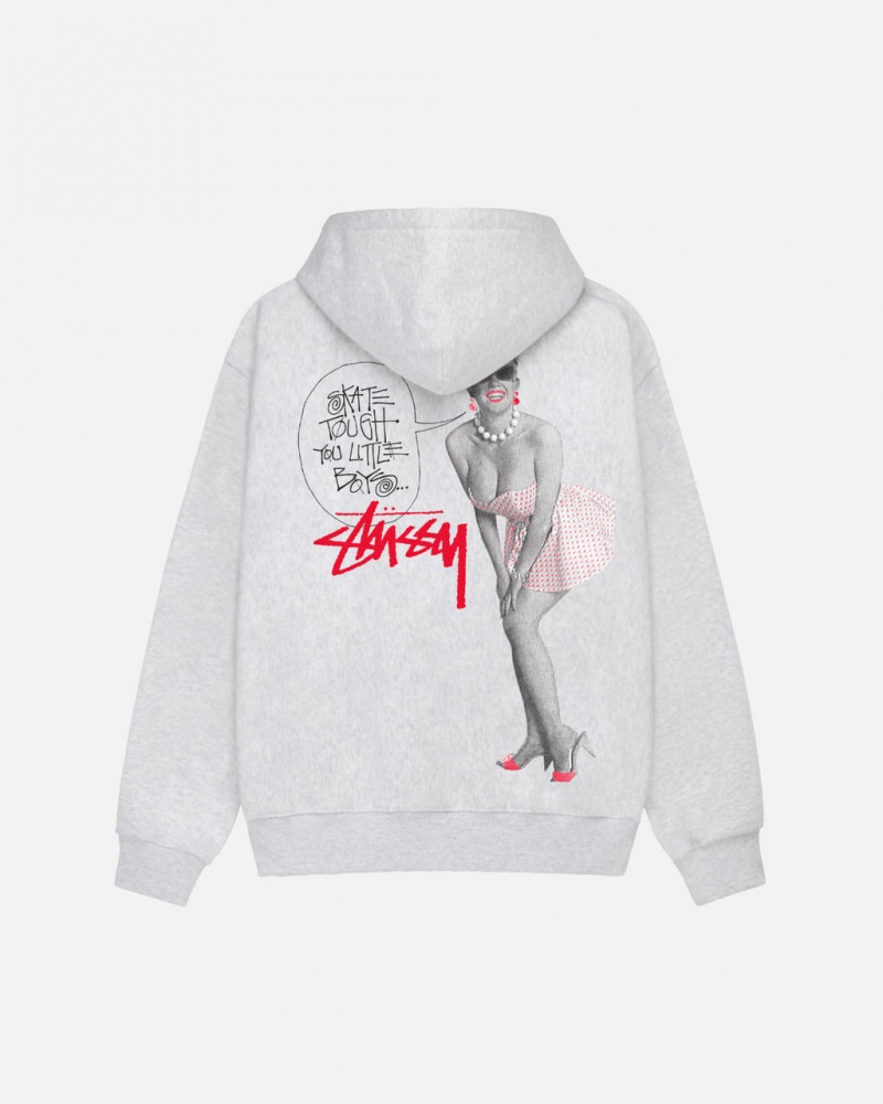 Grey Men\'s Stussy Skate Tough Hoodie KSA | LKE-5089