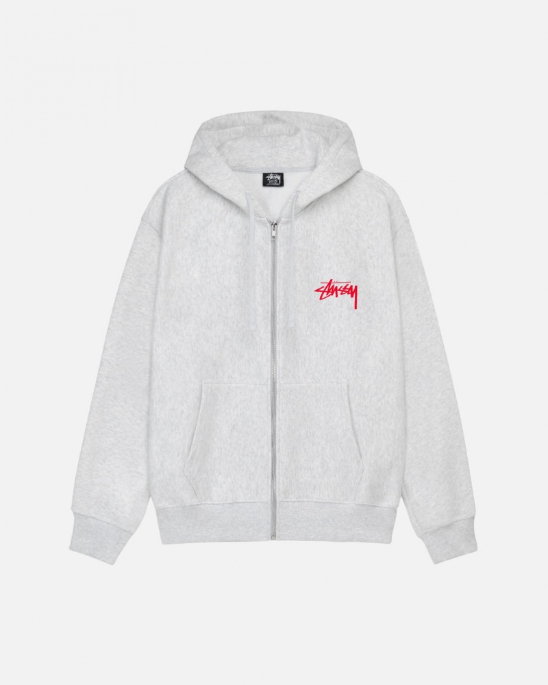 Grey Men\'s Stussy Skate Tough Zip Hoodie KSA | SWL-8967