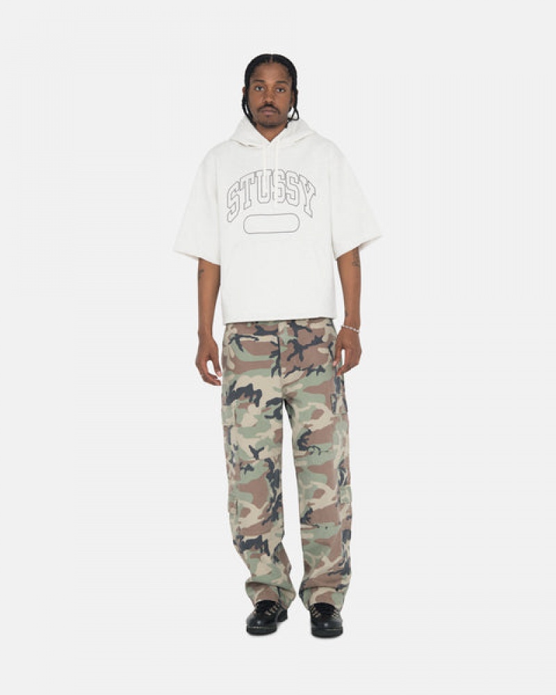 Grey Men's Stussy Ss Boxy Cropped Hoodie KSA | YOV-1490