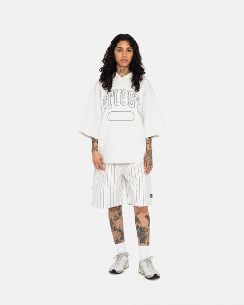 Grey Men's Stussy Ss Boxy Cropped Hoodie KSA | YOV-1490