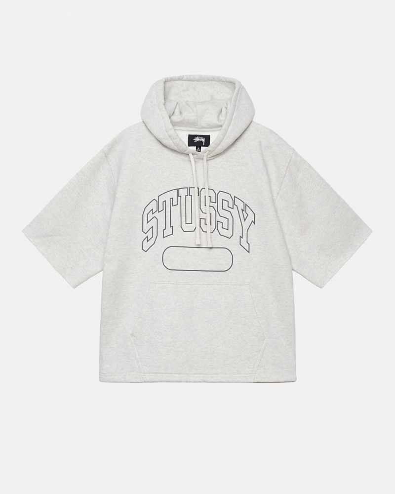 Grey Men\'s Stussy Ss Boxy Cropped Hoodie KSA | YOV-1490