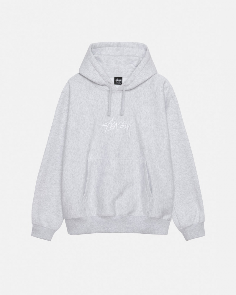 Grey Men\'s Stussy Stock Logo Applique Hoodie KSA | AOT-1806