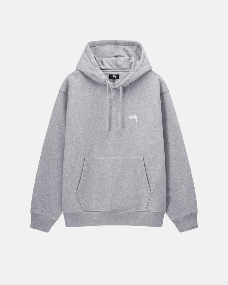 Grey Men\'s Stussy Stock Logo Hoodie KSA | WMF-0117