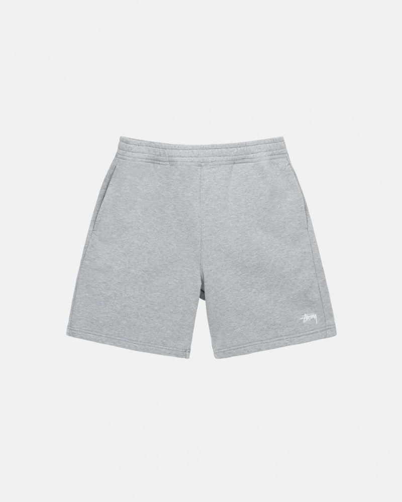 Grey Men\'s Stussy Stock Logo Sweat Shorts KSA | IQR-6398