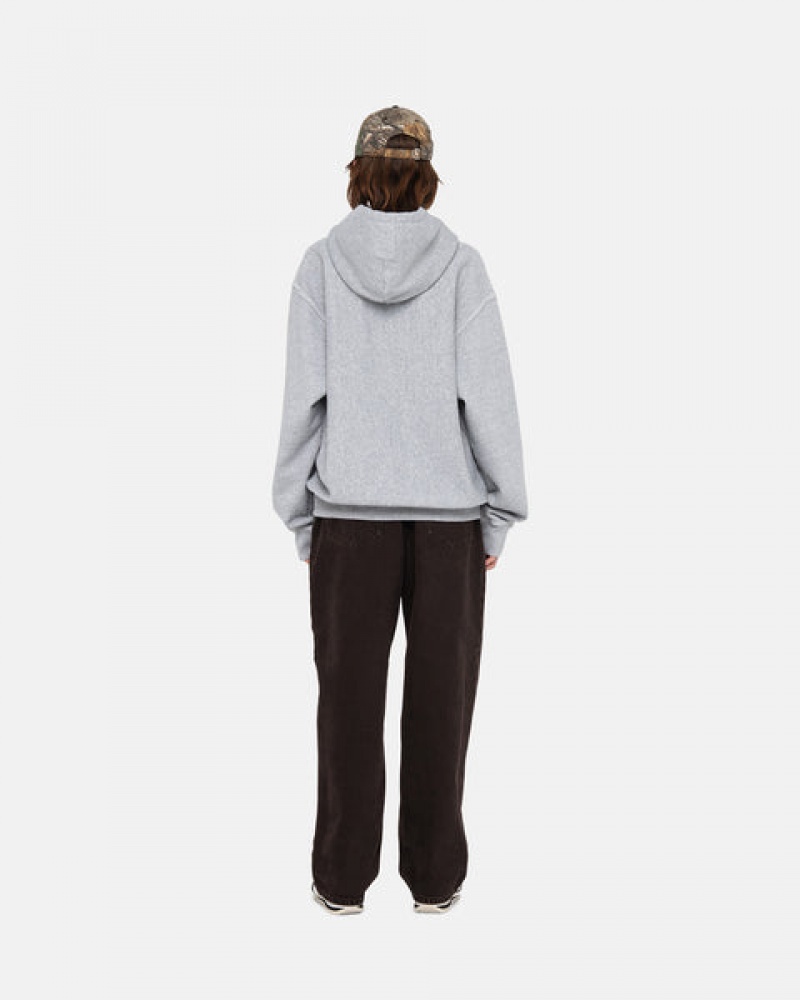 Grey Women's Stussy Contrast Stitch Label Hoodie KSA | XXZ-3248